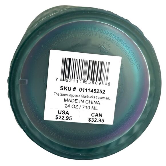 NWT Starbucks Jeweled Soft Touch GREEN IRIDESCENT Tumbler Venti Cold Cup Shimmer - Picture 4 of 4